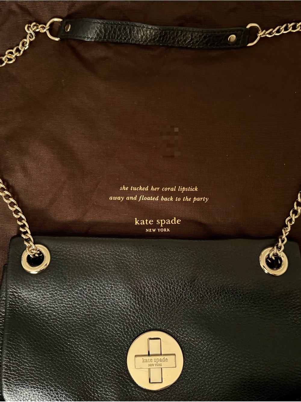 kate spade black leather shoulder bag with gold hardware